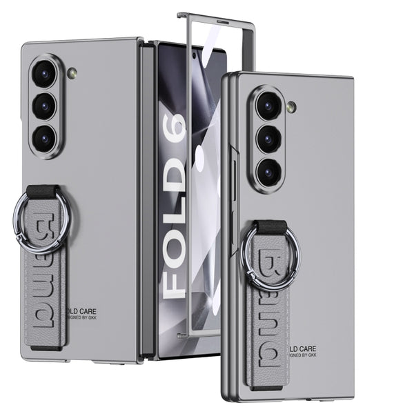 For Samsung Galaxy Z Fold6 GKK Integrated Accurate Hole Side Wrist Strap Ring Phone Case(Grey) by GKK