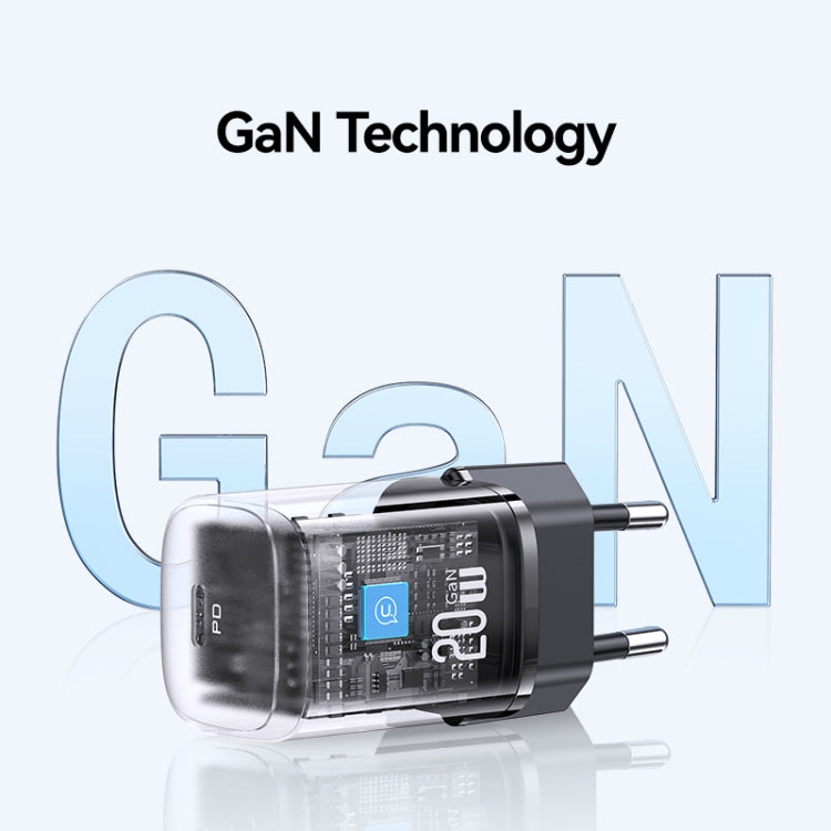 USAMS CC248 20W USB-C / Type-C GaN Fast Charger, EU Plug(Black) - USB Charger by USAMS | Online Shopping UK | buy2fix