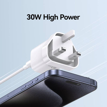 USAMS CC253 30W USB-C / Type-C GaN Fast Charger, UK Plug(Black) - USB Charger by USAMS | Online Shopping UK | buy2fix