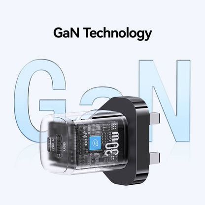 USAMS CC253 30W USB-C / Type-C GaN Fast Charger, UK Plug(Black) - USB Charger by USAMS | Online Shopping UK | buy2fix