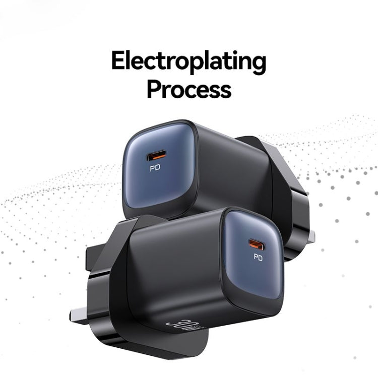 USAMS CC253 30W USB-C / Type-C GaN Fast Charger, UK Plug(Black) - USB Charger by USAMS | Online Shopping UK | buy2fix