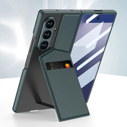 For Samsung Galaxy Z Fold7 5G GKK Integrated Rotor Bracket Recessed Card Bag Phone Case(Green) - Galaxy Z Fold7 5G Cases by GKK | Online Shopping UK | buy2fix