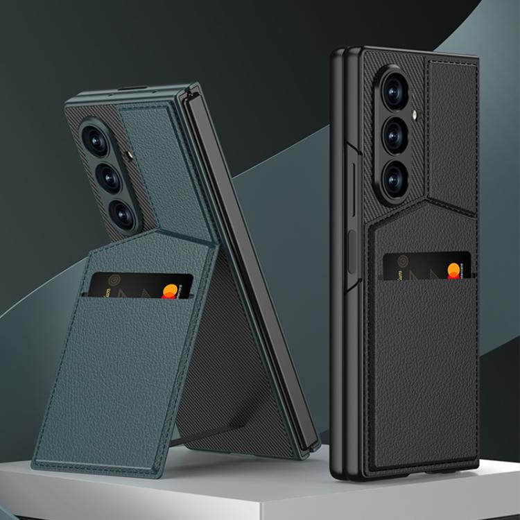 For Samsung Galaxy Z Fold7 5G GKK Integrated Rotor Bracket Recessed Card Bag Phone Case(Carbon Fibre Texture) - Galaxy Z Fold7 5G Cases by GKK | Online Shopping UK | buy2fix