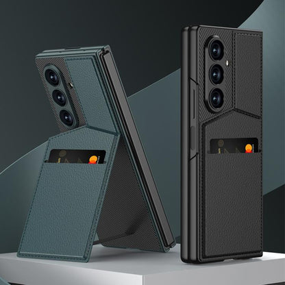 For Samsung Galaxy Z Fold7 5G GKK Integrated Rotor Bracket Recessed Card Bag Phone Case(Carbon Fibre Texture) - Galaxy Z Fold7 5G Cases by GKK | Online Shopping UK | buy2fix