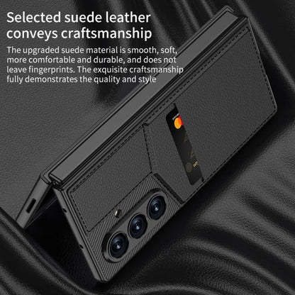For Samsung Galaxy Z Fold7 5G GKK Integrated Rotor Bracket Recessed Card Bag Phone Case(Carbon Fibre Texture) - Galaxy Z Fold7 5G Cases by GKK | Online Shopping UK | buy2fix