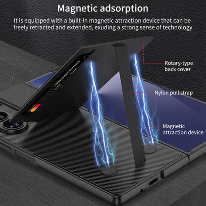 For Samsung Galaxy Z Fold7 5G GKK Integrated Rotor Bracket Recessed Card Bag Phone Case(Carbon Fibre Texture) - Galaxy Z Fold7 5G Cases by GKK | Online Shopping UK | buy2fix