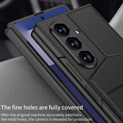 For Samsung Galaxy Z Fold7 5G GKK Integrated Rotor Bracket Recessed Card Bag Phone Case(Carbon Fibre Texture) - Galaxy Z Fold7 5G Cases by GKK | Online Shopping UK | buy2fix