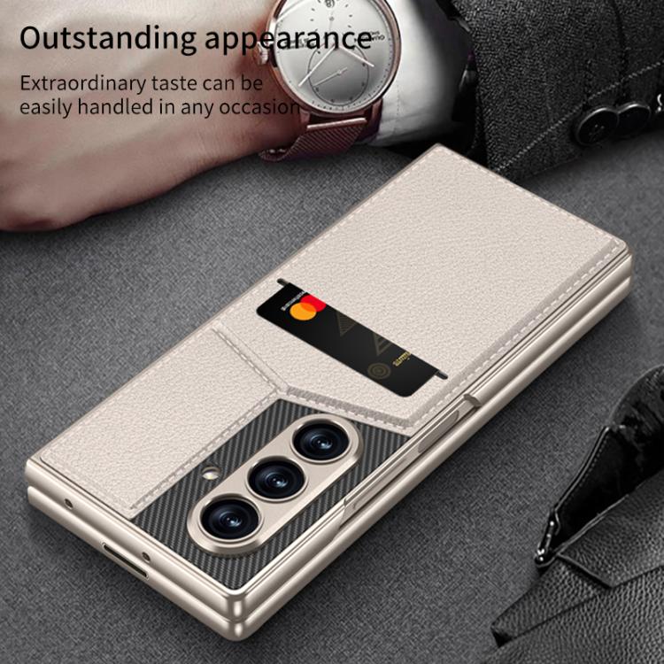 For Samsung Galaxy Z Fold7 5G GKK Integrated Rotor Bracket Recessed Card Bag Phone Case(Carbon Fibre Texture) - Galaxy Z Fold7 5G Cases by GKK | Online Shopping UK | buy2fix