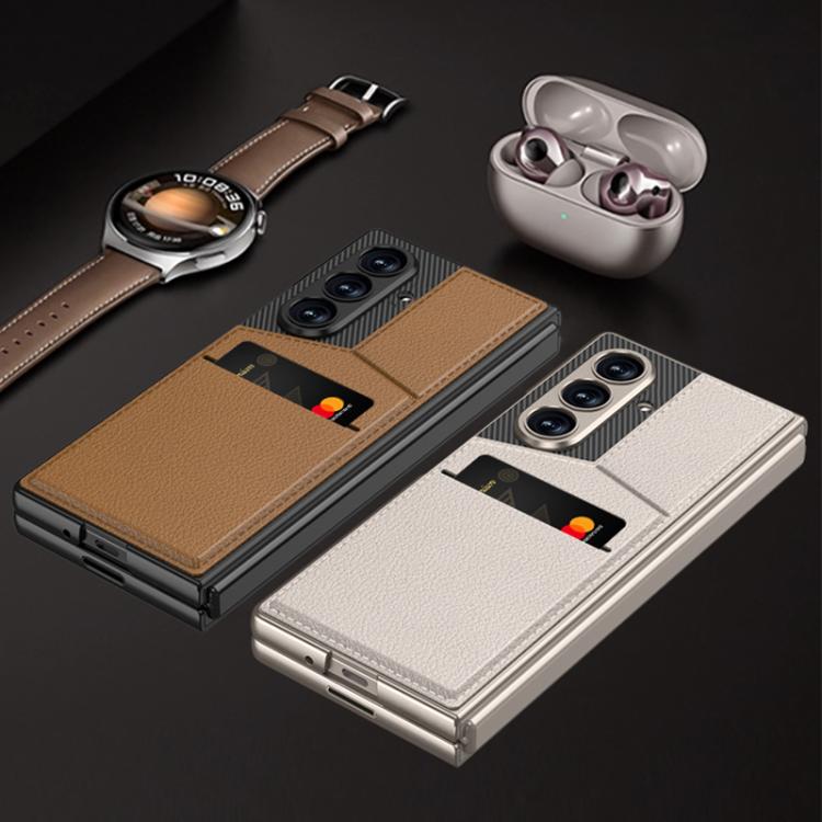 For Samsung Galaxy Z Fold7 5G GKK Integrated Rotor Bracket Recessed Card Bag Phone Case(Brown) - Galaxy Z Fold7 5G Cases by GKK | Online Shopping UK | buy2fix