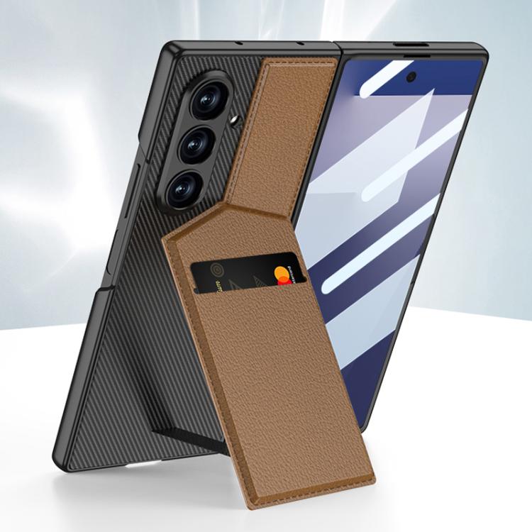 For Samsung Galaxy Z Fold7 5G GKK Integrated Rotor Bracket Recessed Card Bag Phone Case(Brown) - Galaxy Z Fold7 5G Cases by GKK | Online Shopping UK | buy2fix
