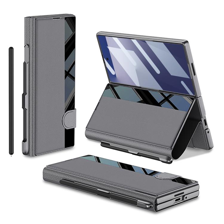 For Samsung Galaxy Z Fold7 5G GKK Integrated Full Coverage Flip Phone Case with Pen Slot, Not Included Pen(Grey) - Galaxy Z Fold7 5G Cases by GKK | Online Shopping UK | buy2fix