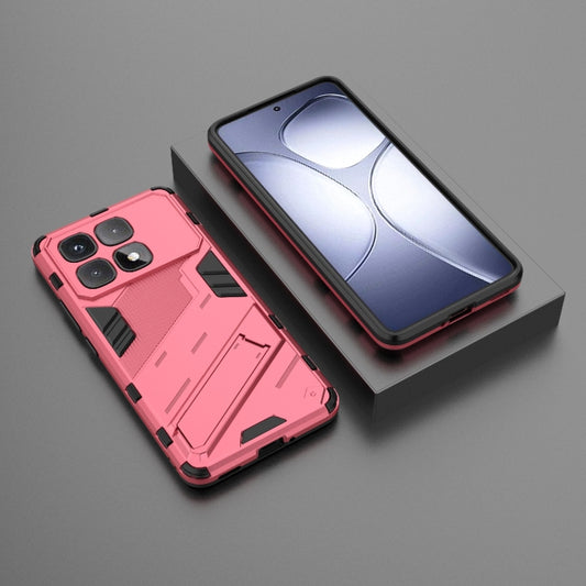 For Redmi K70 Ultra Global Punk Armor 2 in 1 PC + TPU Phone Case with Holder(Light Red) by buy2fix