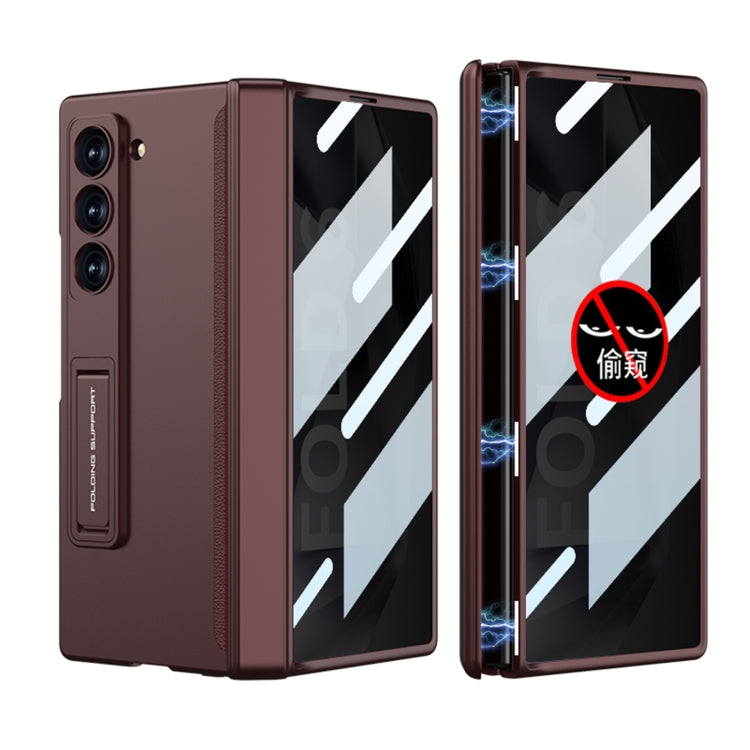 For Samsung Galaxy Z Fold6 GKK Integrated Anti Peep Full Coverage Magnetic Fold Phone Case(Wine Red) - Galaxy Z Fold6 5G Cases by GKK | Online Shopping UK | buy2fix