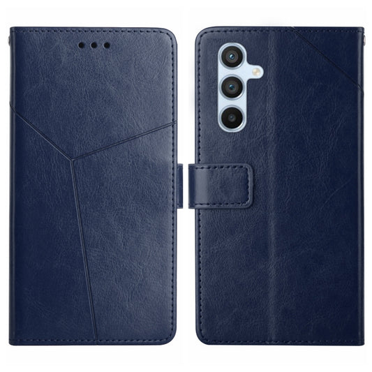 For Samsung Galaxy S25 5G Y-shaped Pattern Flip Leather Phone Case(Blue) - Galaxy S25 5G Cases by buy2fix | Online Shopping UK | buy2fix