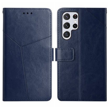 For Samsung Galaxy S25 Ultra 5G Y-shaped Pattern Flip Leather Phone Case(Blue) - Galaxy S25 Ultra 5G Cases by buy2fix | Online Shopping UK | buy2fix