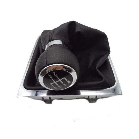 For Volkswagen Passat B6 2005-2011 Car Gear Lever Hand Ball Leather Gear Shift Knob with Chrome Frame, Style:5 Speed by buy2fix