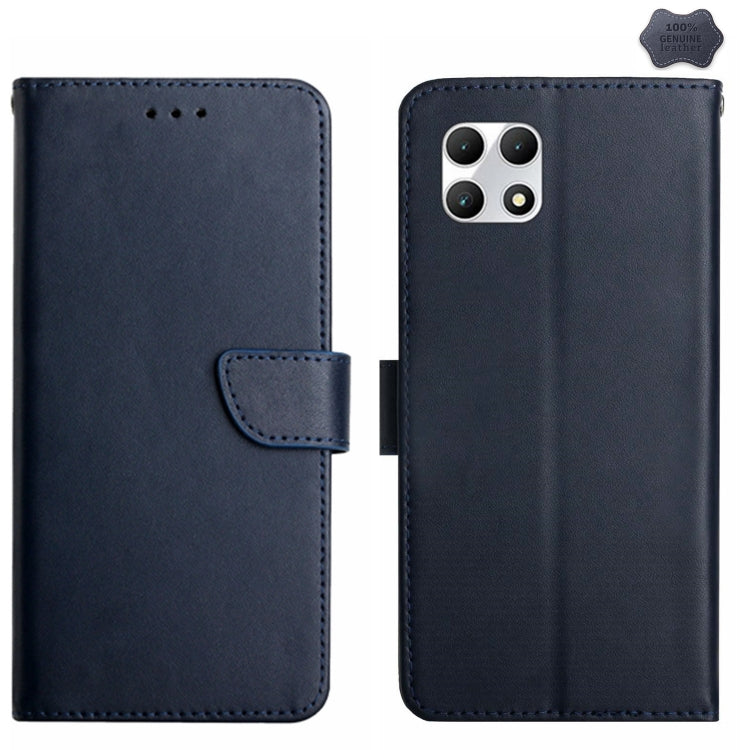 For T-Mobile REVVL 7 5G HT02 Genuine Leather Fingerprint-proof Flip Phone Case(Blue) - More Brand by buy2fix | Online Shopping UK | buy2fix