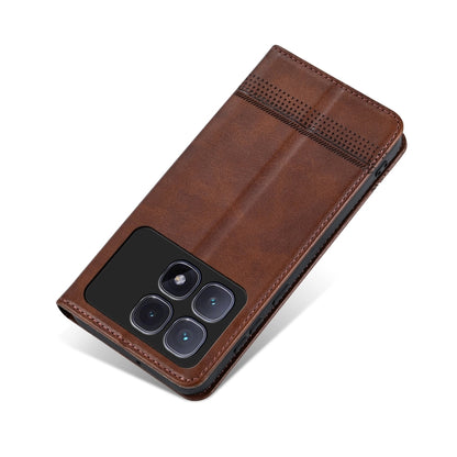 For Redmi K70 Ultra AZNS Magnetic Calf Texture Flip Leather Phone Case(Dark Brown) - Xiaomi Cases by AZNS | Online Shopping UK | buy2fix