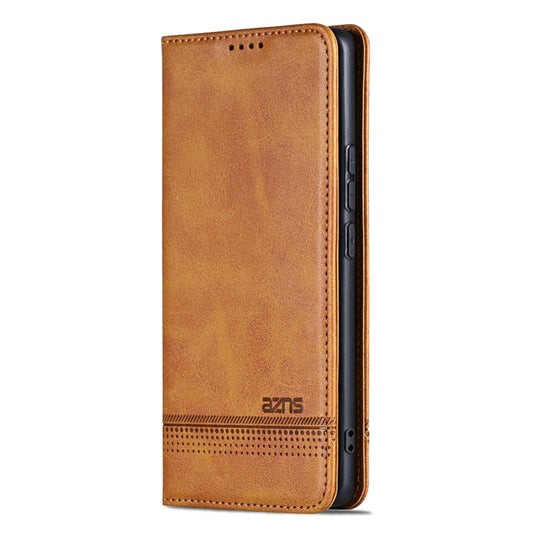 For Redmi Note 14 5G AZNS Magnetic Calf Texture Flip Leather Phone Case(Light Brown) by AZNS