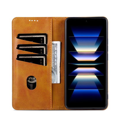 For Redmi Note 14 5G AZNS Magnetic Calf Texture Flip Leather Phone Case(Light Brown) - Note 14 Cases by AZNS | Online Shopping UK | buy2fix