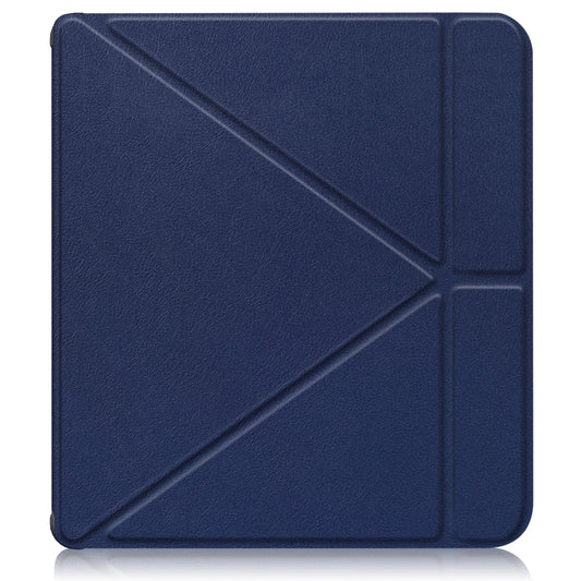 For Kobo Libra Colour 2024 Solid Color Deformation TPU Leather Smart Tablet Case(Dark Blue) by buy2fix