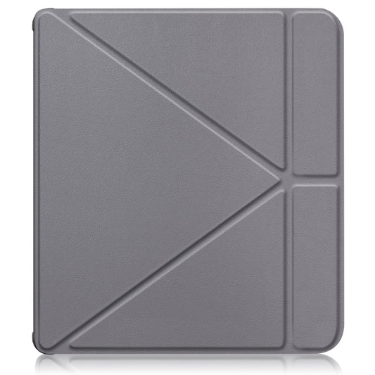 For Kobo Libra Colour 2024 Solid Color Deformation TPU Leather Smart Tablet Case(Grey) by buy2fix