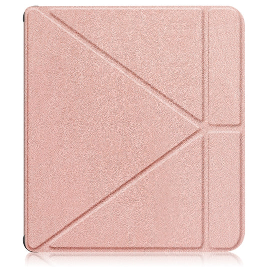 For Kobo Libra Colour 2024 Solid Color Deformation TPU Leather Smart Tablet Case(Rose Gold) by buy2fix