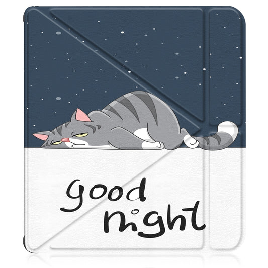 For Kobo Libra Colour 2024 Solid Color Deformation TPU Leather Smart Tablet Case(Lazy Cat) by buy2fix