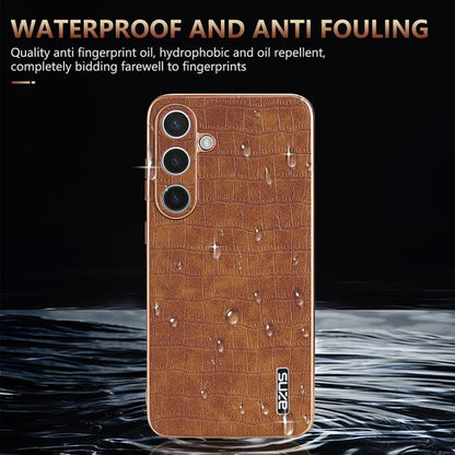 For Samsung Galaxy S25+ 5G AZNS Electroplated Frame Crocodile Texture Full Coverage Phone Case(Black) - Galaxy S25+ 5G Cases by AZNS | Online Shopping UK | buy2fix