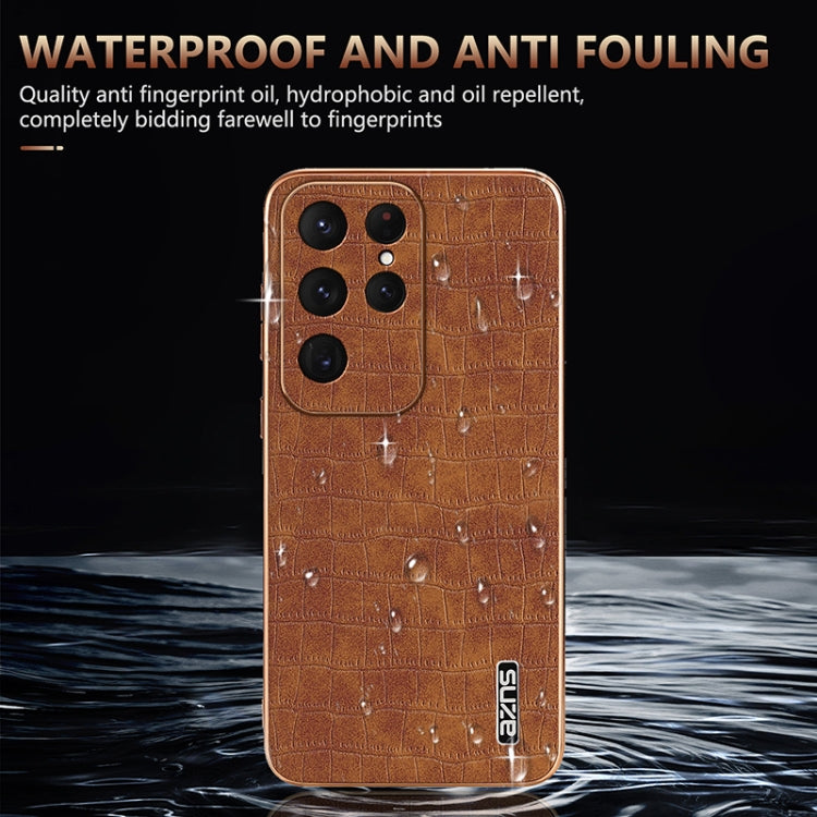 For Samsung Galaxy S25 Ultra 5G AZNS Electroplated Frame Crocodile Texture Full Coverage Phone Case(Green) - Galaxy S25 Ultra 5G Cases by AZNS | Online Shopping UK | buy2fix