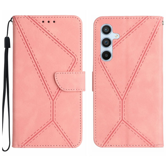 For Samsung Galaxy S25+ 5G Stitching Embossed Leather Phone Case(Pink) - Galaxy S25+ 5G Cases by buy2fix | Online Shopping UK | buy2fix