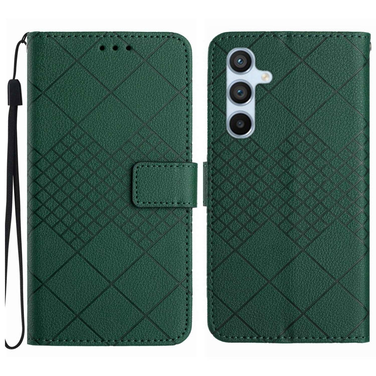 For Samsung Galaxy S25+ 5G Rhombic Grid Texture Leather Phone Case(Green) by buy2fix