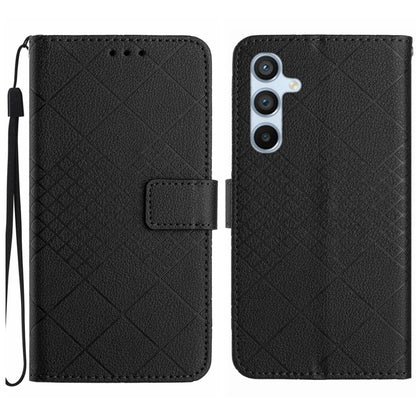 For Samsung Galaxy S25+ 5G Rhombic Grid Texture Leather Phone Case(Black) by buy2fix