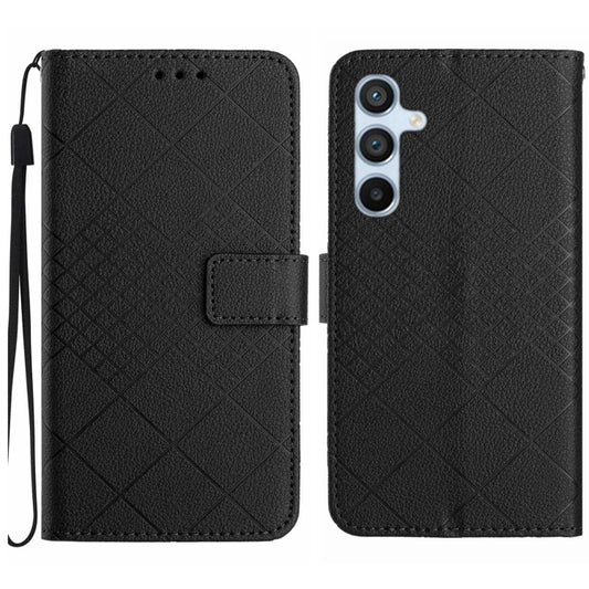 For Samsung Galaxy S25+ 5G Rhombic Grid Texture Leather Phone Case(Black) by buy2fix
