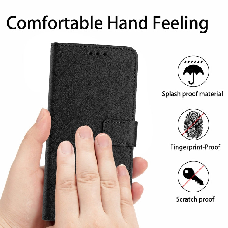 For Samsung Galaxy S25 Ultra 5G Rhombic Grid Texture Leather Phone Case(Black) - Galaxy S25 Ultra 5G Cases by buy2fix | Online Shopping UK | buy2fix