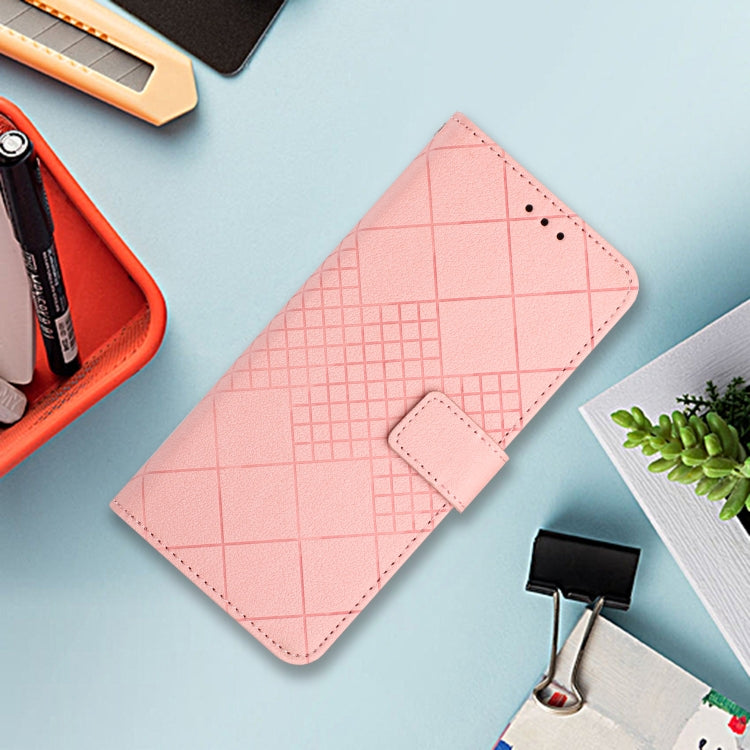 For Samsung Galaxy S25 Ultra 5G Rhombic Grid Texture Leather Phone Case(Pink) by buy2fix