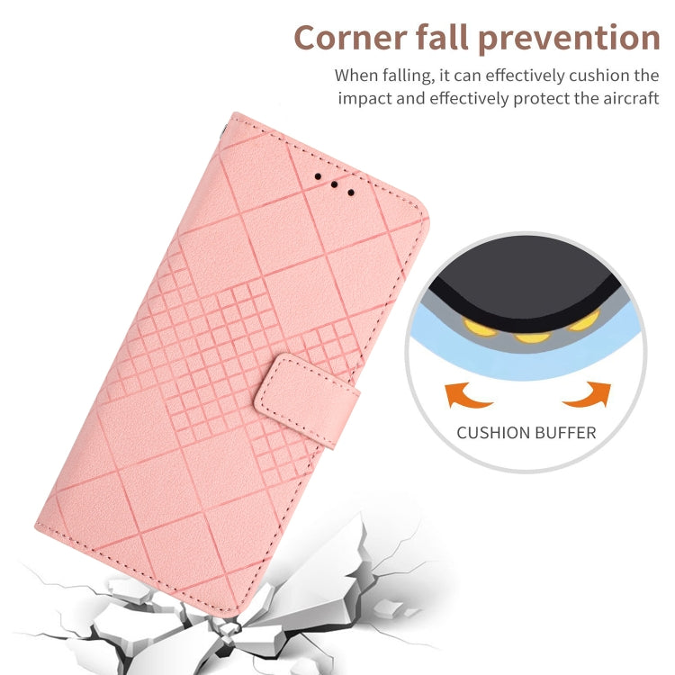 For Samsung Galaxy S25 Ultra 5G Rhombic Grid Texture Leather Phone Case(Pink) by buy2fix