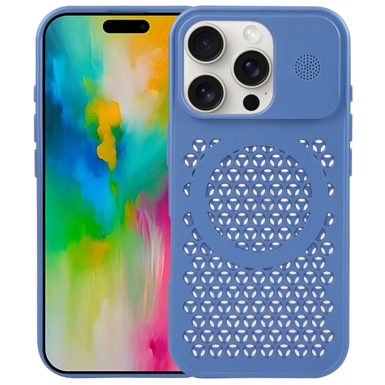 For iPhone 16 Pro Pure Color Honeycomb Aromatherapy MagSafe Phone Case(Blue) - iPhone 16 Pro Cases by buy2fix | Online Shopping UK | buy2fix