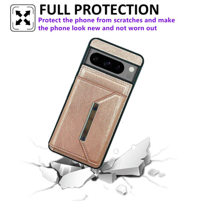 For Google Pixel 9 / 9 Pro Solid Color Metal Buckle Card Slots Bag Phone Case(Rose Gold) - Google Cases by buy2fix | Online Shopping UK | buy2fix