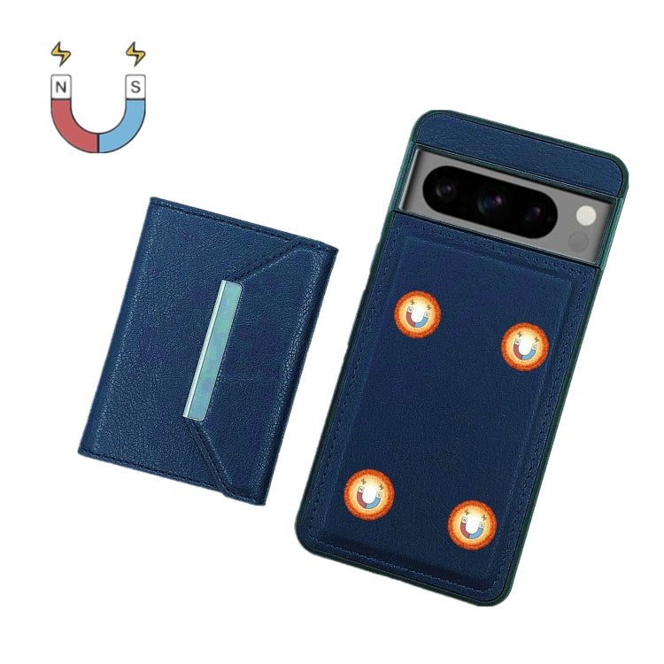 For Google Pixel 9 Pro XL Solid Color Metal Buckle Card Slots Bag Phone Case(Blue) - Google Cases by buy2fix | Online Shopping UK | buy2fix