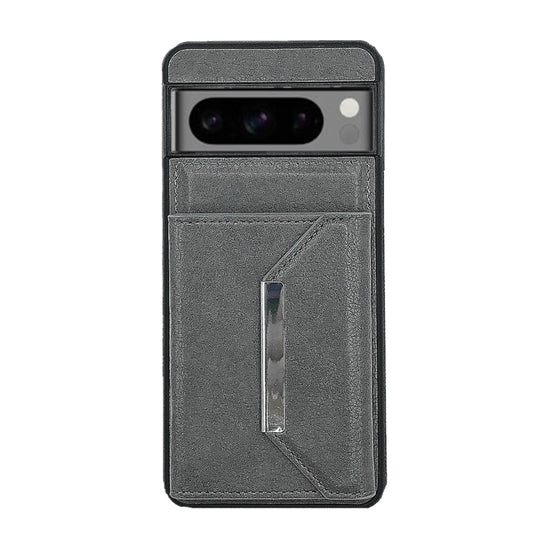 For Google Pixel 9 Pro XL Solid Color Metal Buckle Card Slots Bag Phone Case(Grey) by buy2fix