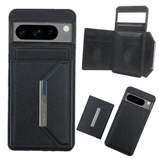 For Google Pixel 9 Pro XL Solid Color Metal Buckle Card Slots Bag Phone Case(Black) by buy2fix