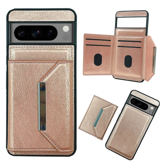 For Google Pixel 9 Pro XL Solid Color Metal Buckle Card Slots Bag Phone Case(Rose Gold) by buy2fix