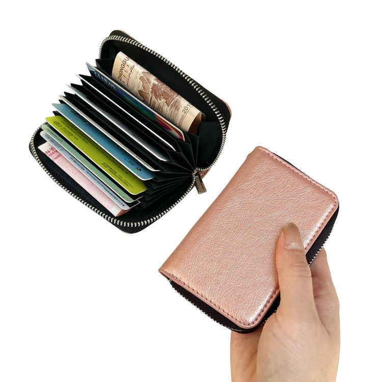 For iPhone 13 Pro Max Solid Color Zipper 11-Card Slots Bag Phone Case with Lanyard(Rose Gold) - iPhone 13 Pro Cases by buy2fix | Online Shopping UK | buy2fix