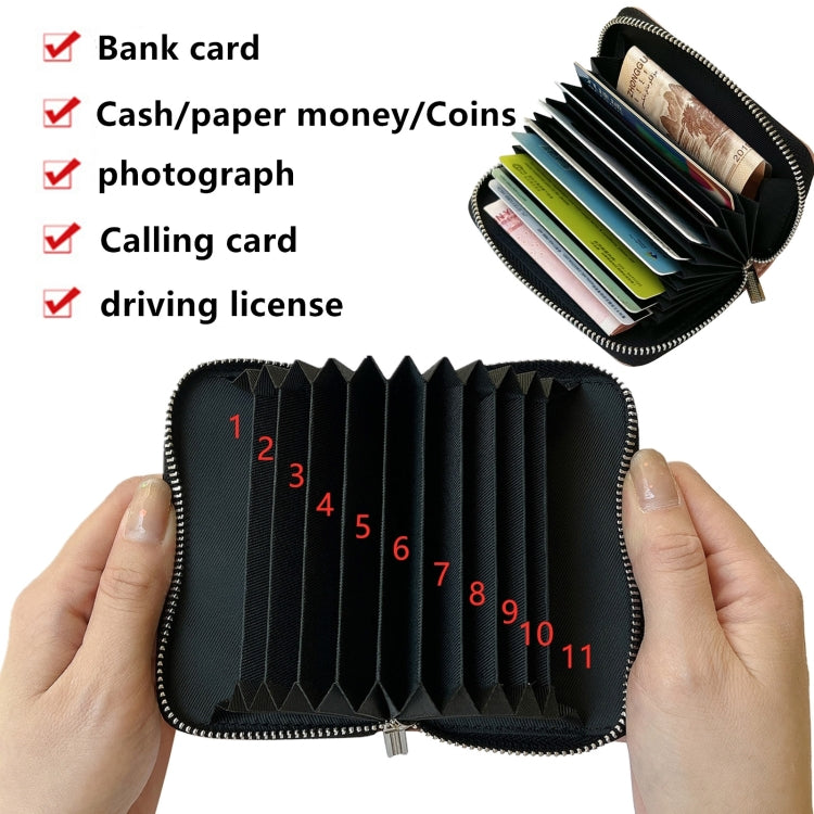For iPhone 12 / 12 Pro Solid Color Zipper 11-Card Slots Bag Phone Case with Lanyard(Brown) - iPhone 12 / 12 Pro Cases by buy2fix | Online Shopping UK | buy2fix