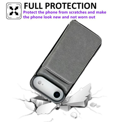 For iPhone Air Solid Color Zipper 11-Card Slots Bag Phone Case with Lanyard(Grey) - iPhone Air Cases by buy2fix | Online Shopping UK | buy2fix