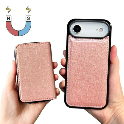 For iPhone Air Solid Color Zipper 11-Card Slots Bag Phone Case with Lanyard(Rose Gold) - iPhone Air Cases by buy2fix | Online Shopping UK | buy2fix