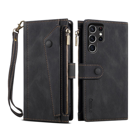For Samsung Galaxy S25 Ultra 5G ESEBLE Retro Frosted RFID Flip Leather Phone Case(Black)