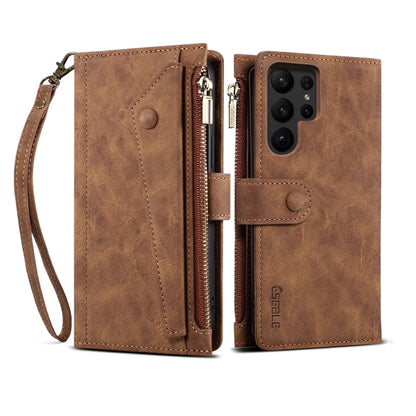 For Samsung Galaxy S24 Ultra 5G ESEBLE Retro Frosted RFID Flip Leather Phone Case(Brown) - Galaxy S24 Ultra 5G Cases by ESEBLE | Online Shopping UK | buy2fix