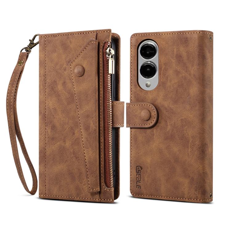 For Samsung Galaxy S25 Edge 5G ESEBLE Retro Frosted RFID Flip Leather Phone Case(Brown) - Galaxy S25 Edge 5G Cases by ESEBLE | Online Shopping UK | buy2fix